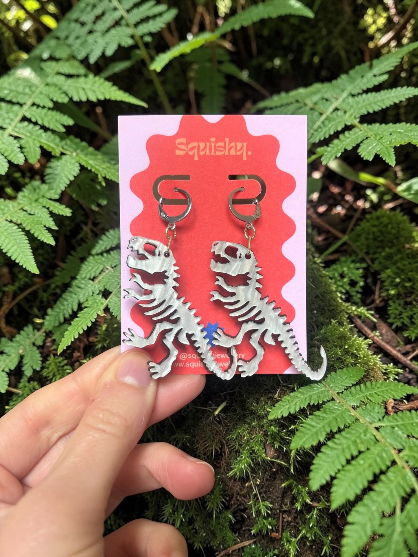 T Rex Skeleton Earrings – Dinosaur Statement Jewellery