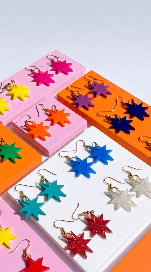 Star Acrylic Earrings – Multiple Colour Options – Cute Statement Jewellery