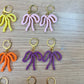 Colorful Bow Earrings — Acrylic Bow Huggie Hoops, Multiple Colours, Cute Statement Kawaii Bows, Handmade Colour-Blocked Earrings