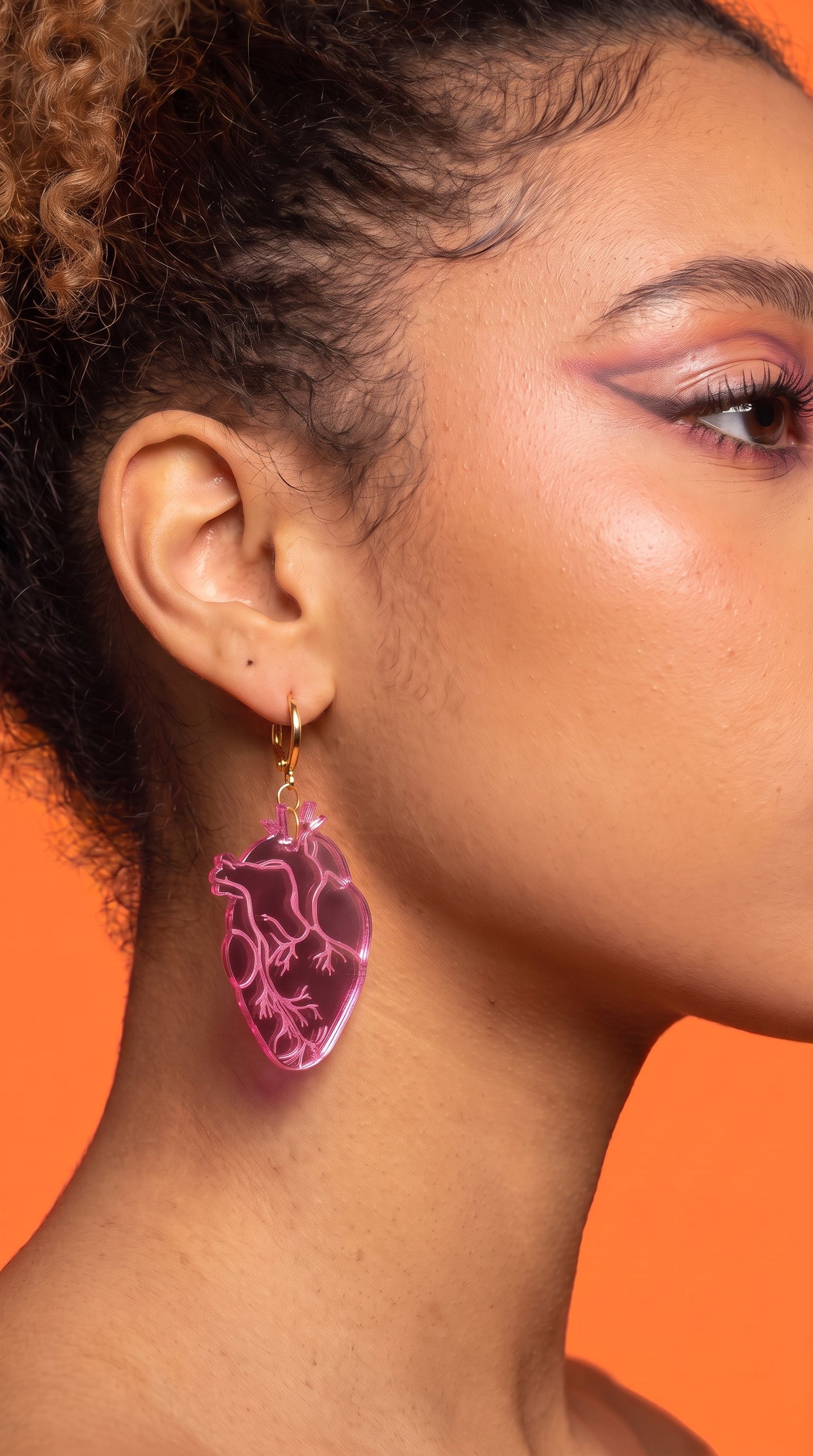 Anatomical Heart Earrings – Pink Acrylic Statement Earrings | Science Jewelry, Alt Fashion, Med Student Gift, Anatomical Jewellery, Medical