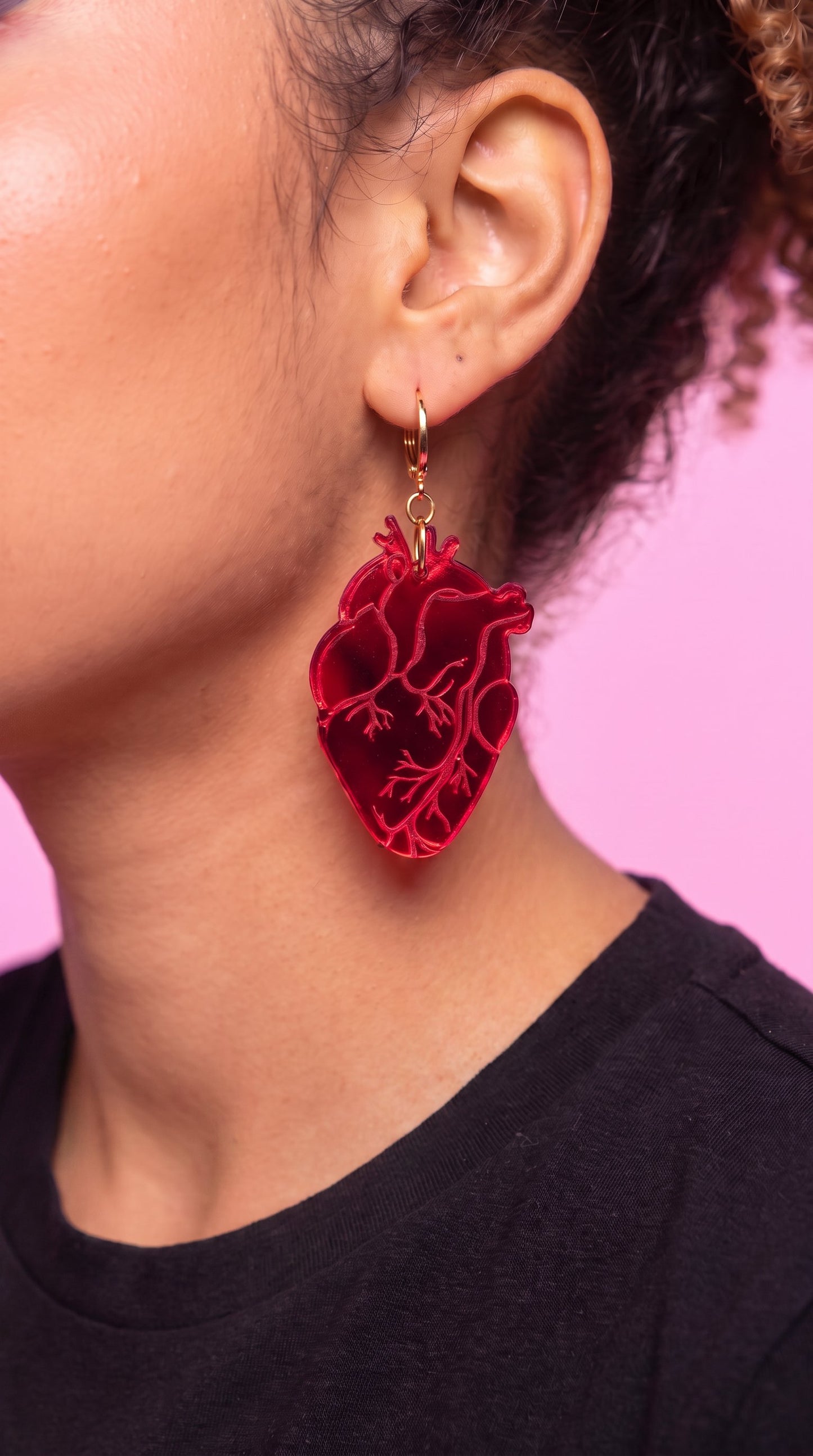 Anatomical Heart Earrings – Red Acrylic Statement Earrings | Science Jewelry, Alt Fashion, Med Student Gift, Anatomical Jewellery, Medical