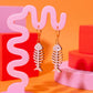 Fish Bone Earrings – Pearlescent Cat Lover Gift Alternative Statement Jewellery Spooky Cute Style, Y2K Aesthetic