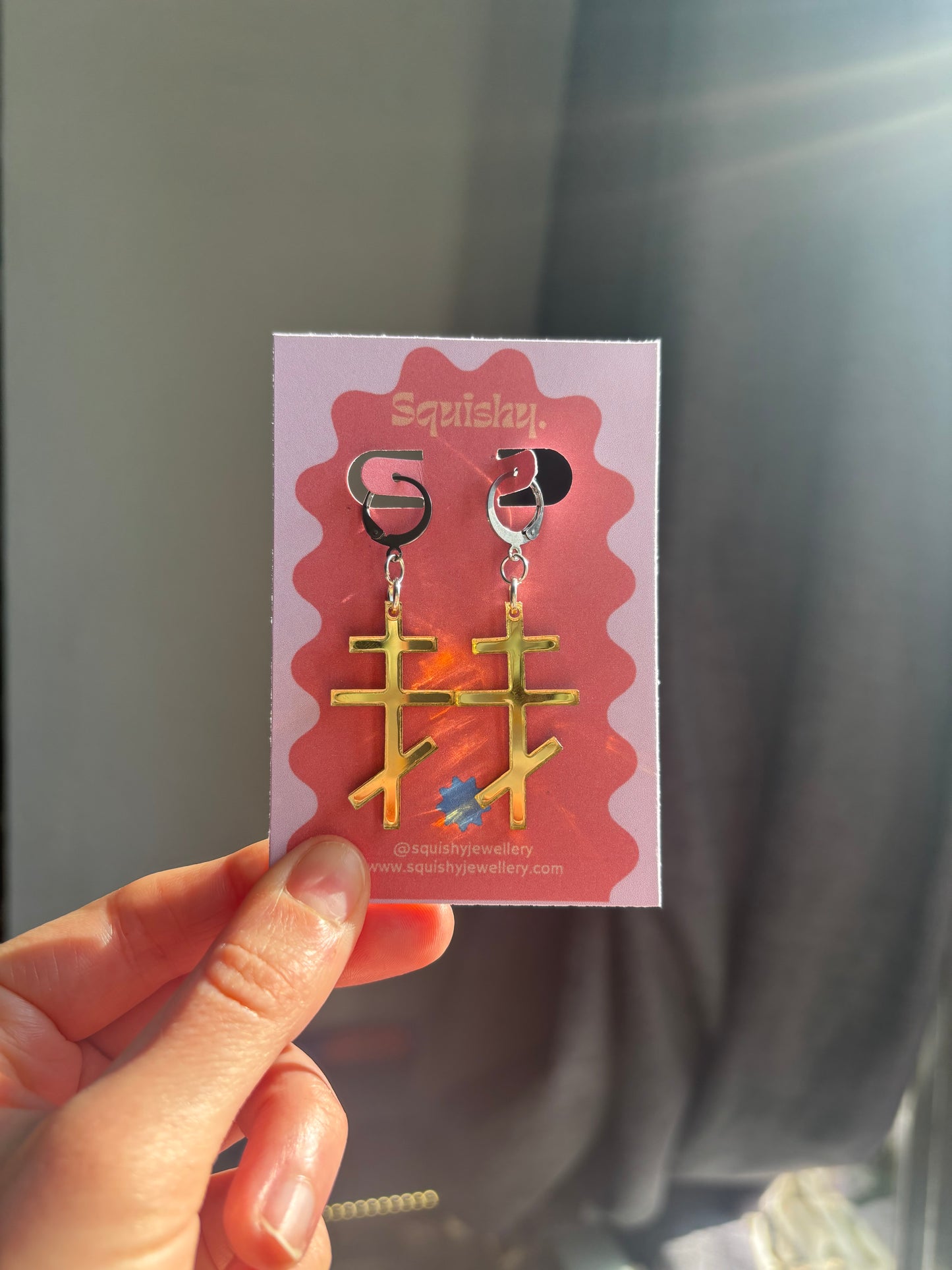 Heated Rivalry Inspired Ilya Rozanov Cross Earrings – Russian Orthodox Style Symbol – Fandom Jewellery – Gold Mirror Acrylic Earrings – Hockey Romance Fan Gift