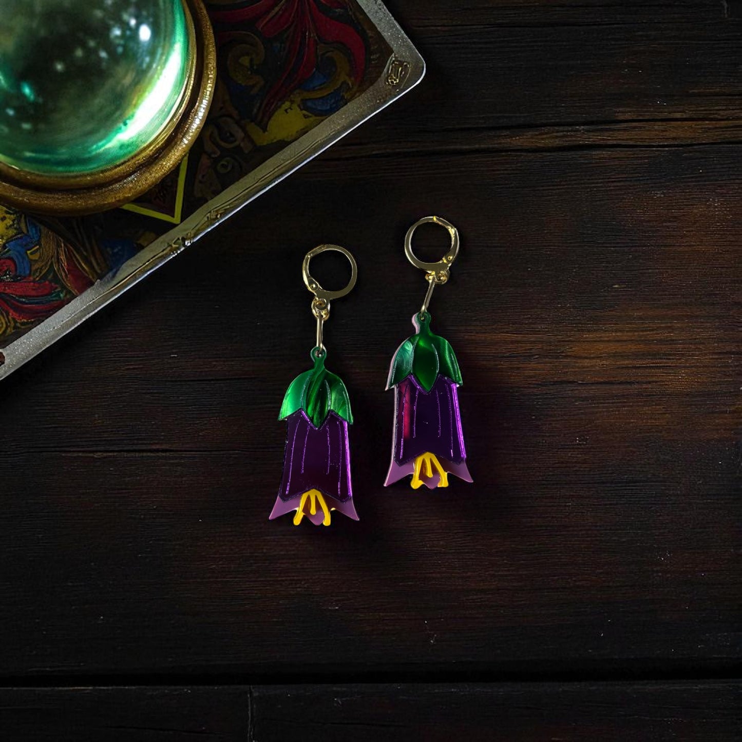 Deadly Nightshade Earrings – Gothic Floral Acrylic Jewellery | Poison Garden Collection