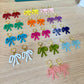 Colorful Bow Earrings — Acrylic Bow Huggie Hoops, Multiple Colours, Cute Statement Kawaii Bows, Handmade Colour-Blocked Earrings