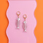 Fish Bone Earrings – Pearlescent Cat Lover Gift Alternative Statement Jewellery Spooky Cute Style, Y2K Aesthetic
