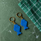Blue Fish Acrylic Earrings on Gold Huggie Hoops