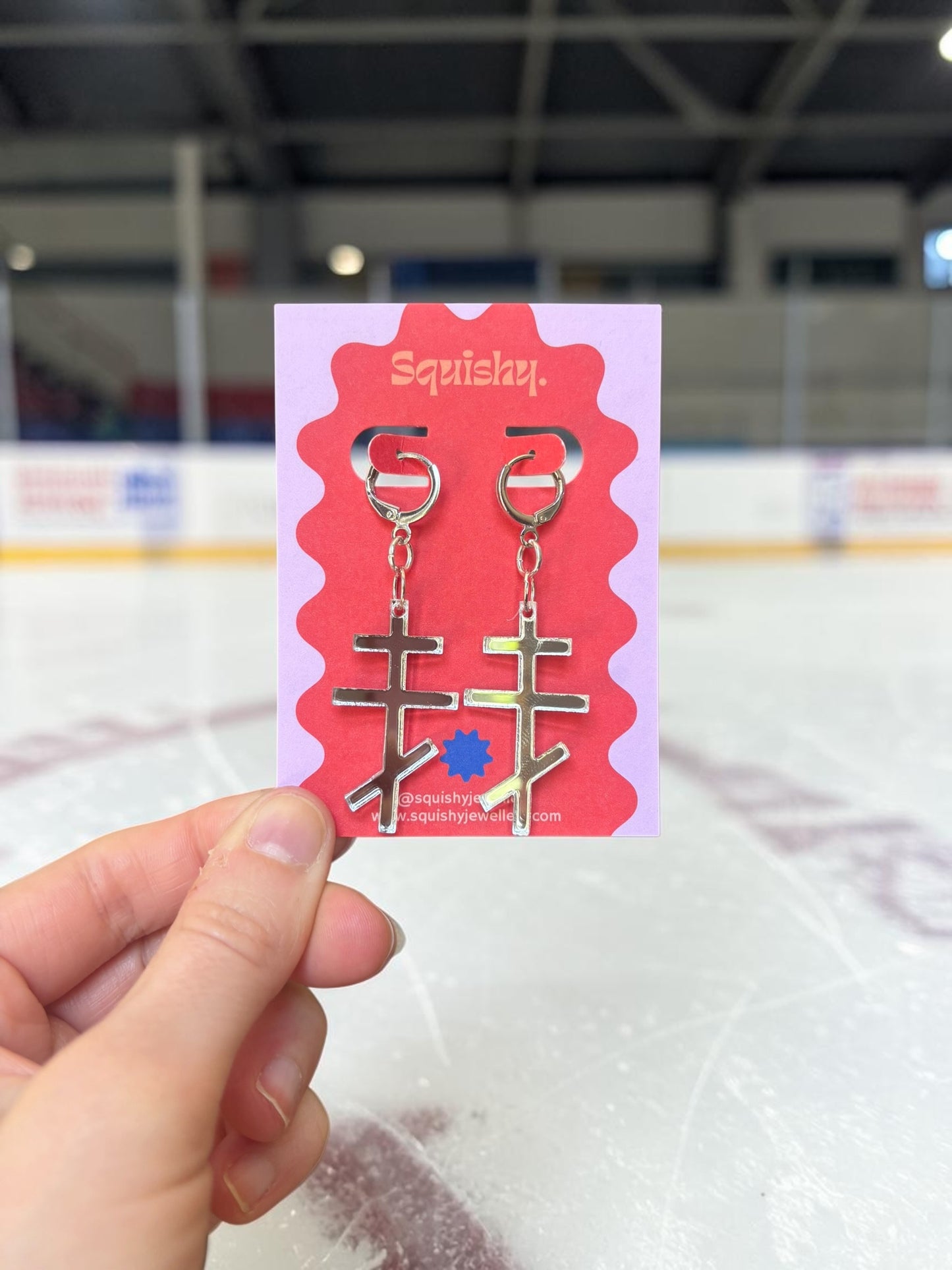 Silver Heated Rivalry Inspired Ilya Rozanov Cross Earrings – Russian Orthodox Style Symbol – Fandom Jewellery – Silver Mirror Acrylic Earrings – Hockey Romance Fan Gift (Copy)