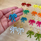 Colorful Bow Earrings — Acrylic Bow Huggie Hoops, Multiple Colours, Cute Statement Kawaii Bows, Handmade Colour-Blocked Earrings
