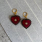 Rococo Green Heart Earrings with Walnut Backing & Gold Star Detail – Acrylic Hoop Jewellery