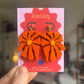 Matisse Inspired Abstract Floral Earrings – Orange Wearable Art Statement Jewellery