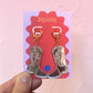 Silver Cowboy Boot Earrings – Western Acrylic Statement Earrings for Cowgirl & Festival Outfits