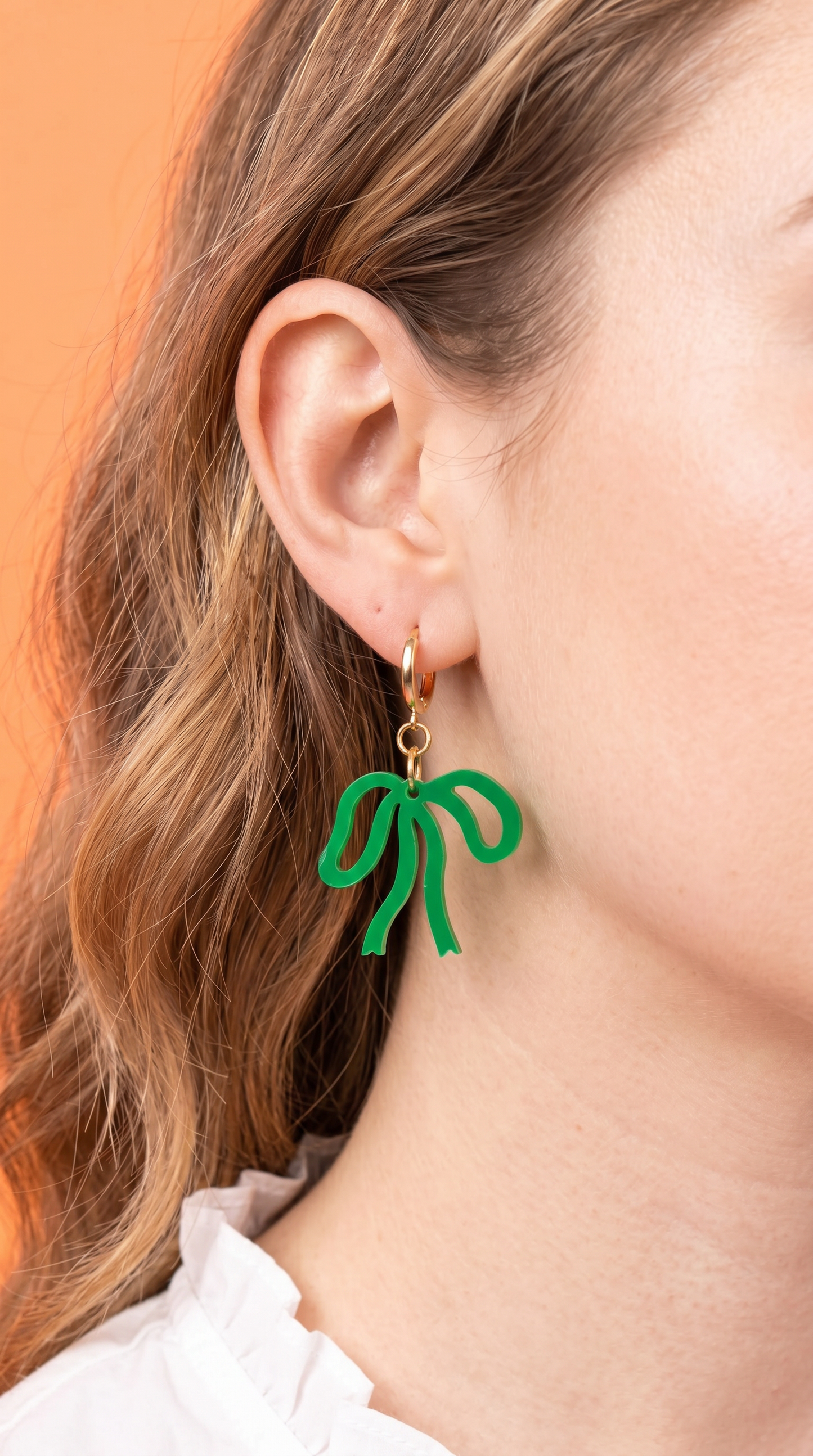 Colorful Bow Earrings — Acrylic Bow Huggie Hoops, Multiple Colours, Cute Statement Kawaii Bows, Handmade Colour-Blocked Earrings