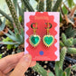 Gold Sacred Heart Hoop Earrings – Gothic Alt Jewellery, Spiked Heart Acrylic Earrings