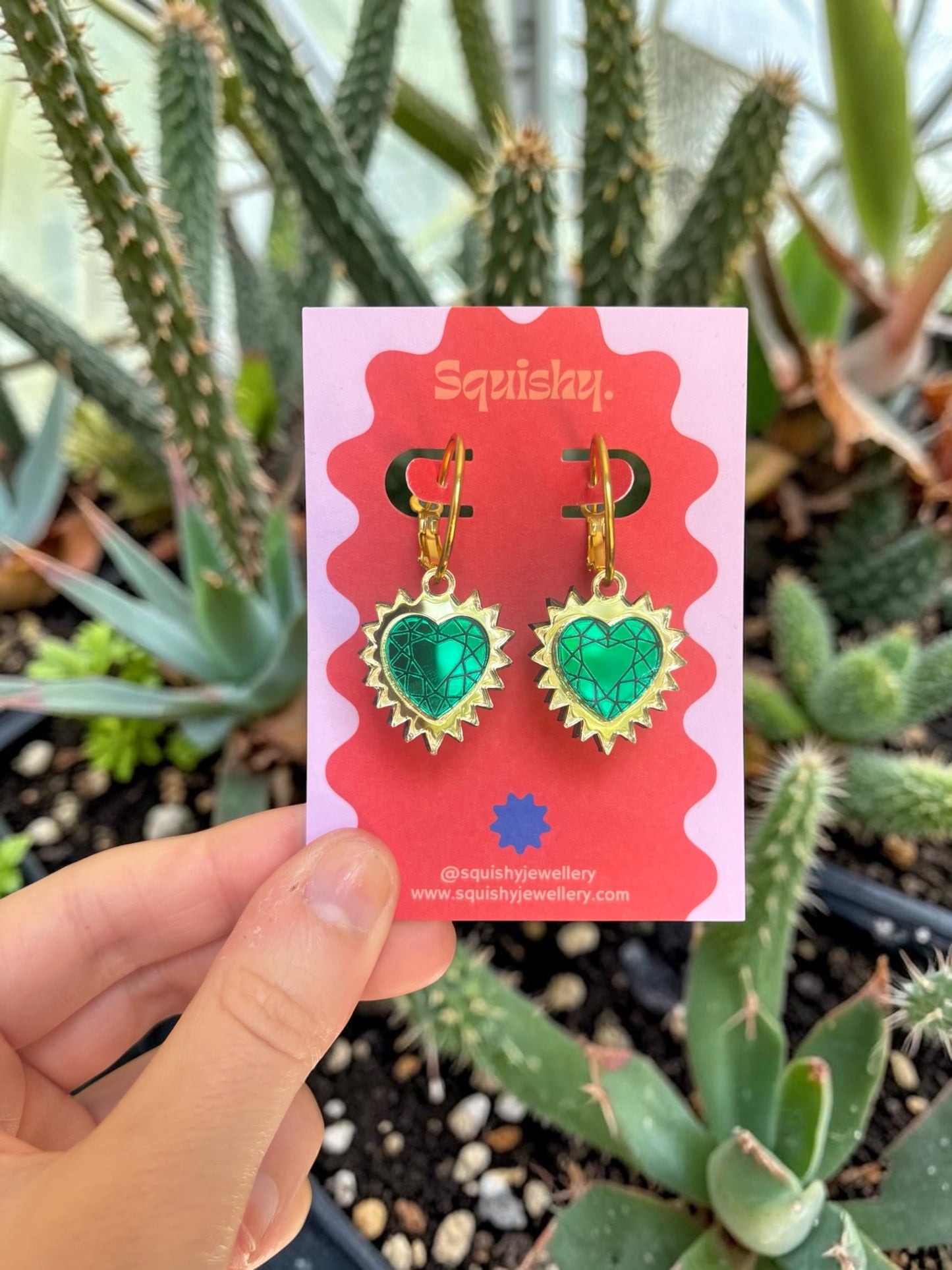 Gold Sacred Heart Hoop Earrings – Gothic Alt Jewellery, Spiked Heart Acrylic Earrings (Copy)