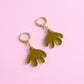 Matisse Inspired Huggie Hoop Earrings | Green Fan Leaf