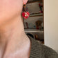 Rococo Red Heart Earrings with Walnut Backing & Gold Star Detail – Acrylic Hoop Jewellery
