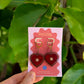 Rococo Red Heart Earrings with Walnut Backing & Gold Star Detail – Acrylic Hoop Jewellery