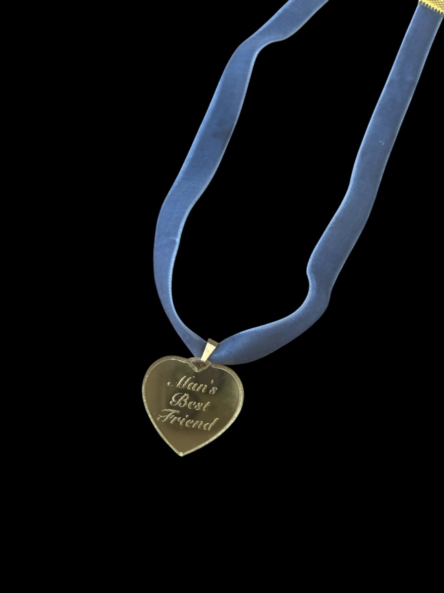 Gold Mirror Heart Pendant “Man’s Best Friend” Necklace – Sabrina Carpenter Album Inspired Dog Tag Coquette Twee Baby Doll Jewellery
