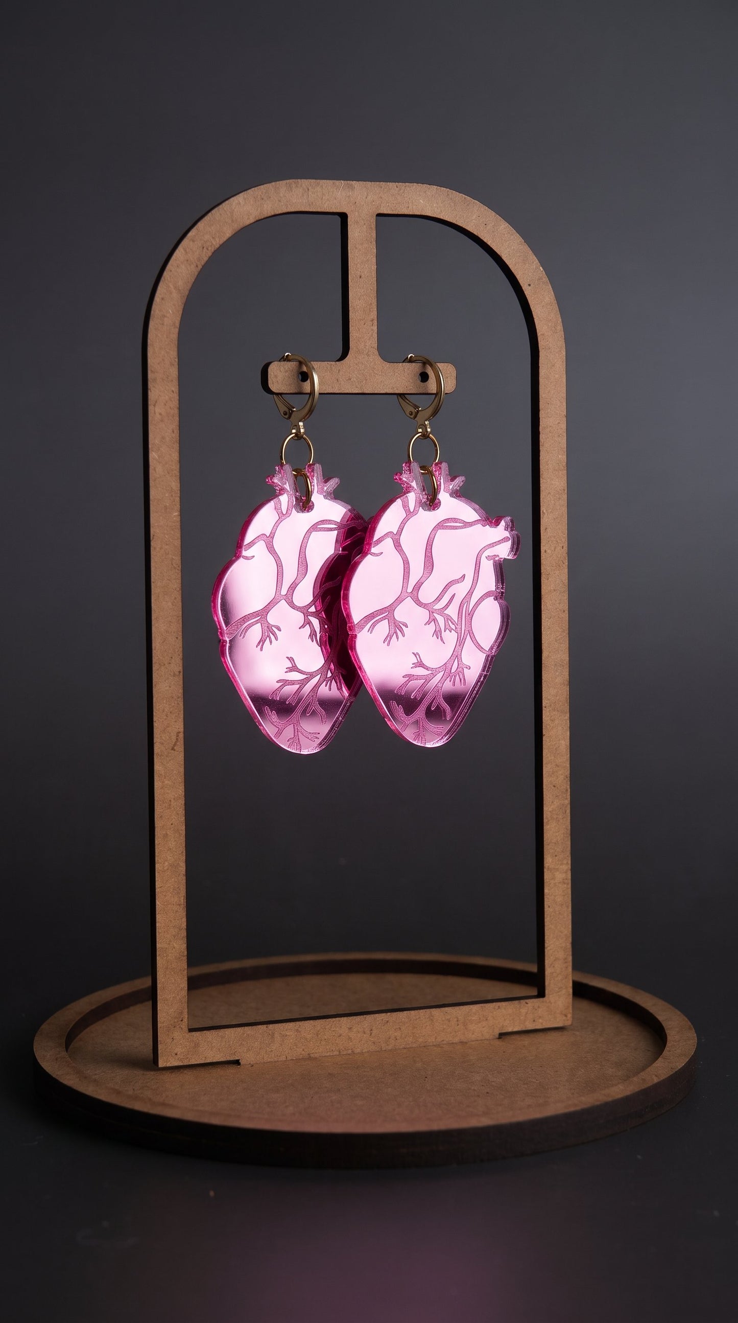 Anatomical Heart Earrings – Pink Acrylic Statement Earrings | Science Jewelry, Alt Fashion, Med Student Gift, Anatomical Jewellery, Medical