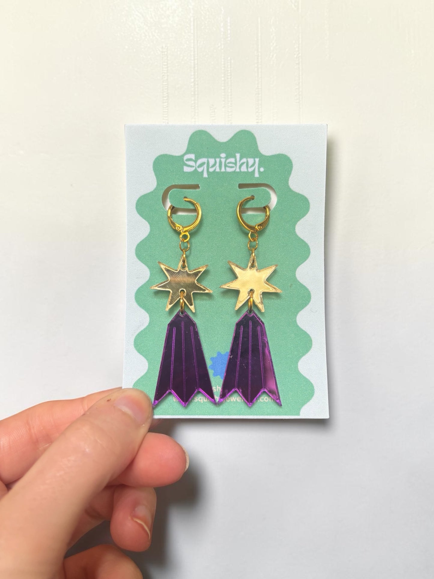 Colourful Starburst Drop Earrings – Acrylic Statement Earrings, Lightweight Art Jewellery