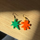 Green and Orange Kiki & Bouba Statement Earrings | Wearable Art
