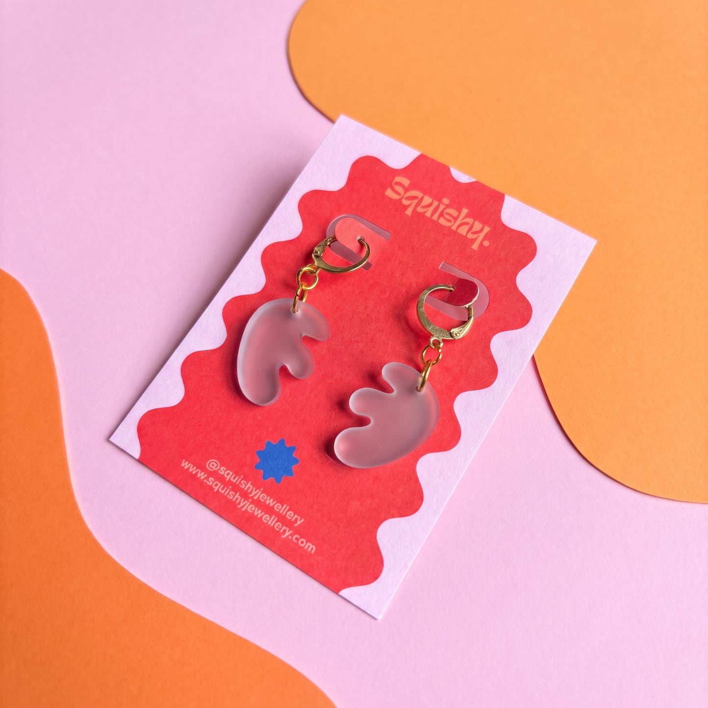 Matisse Inspired Huggie Hoop Earrings | Blue Split Leaf