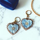 Rococo Blue Heart Earrings with Walnut Backing & Gold Star Detail – Acrylic Hoop Jewellery