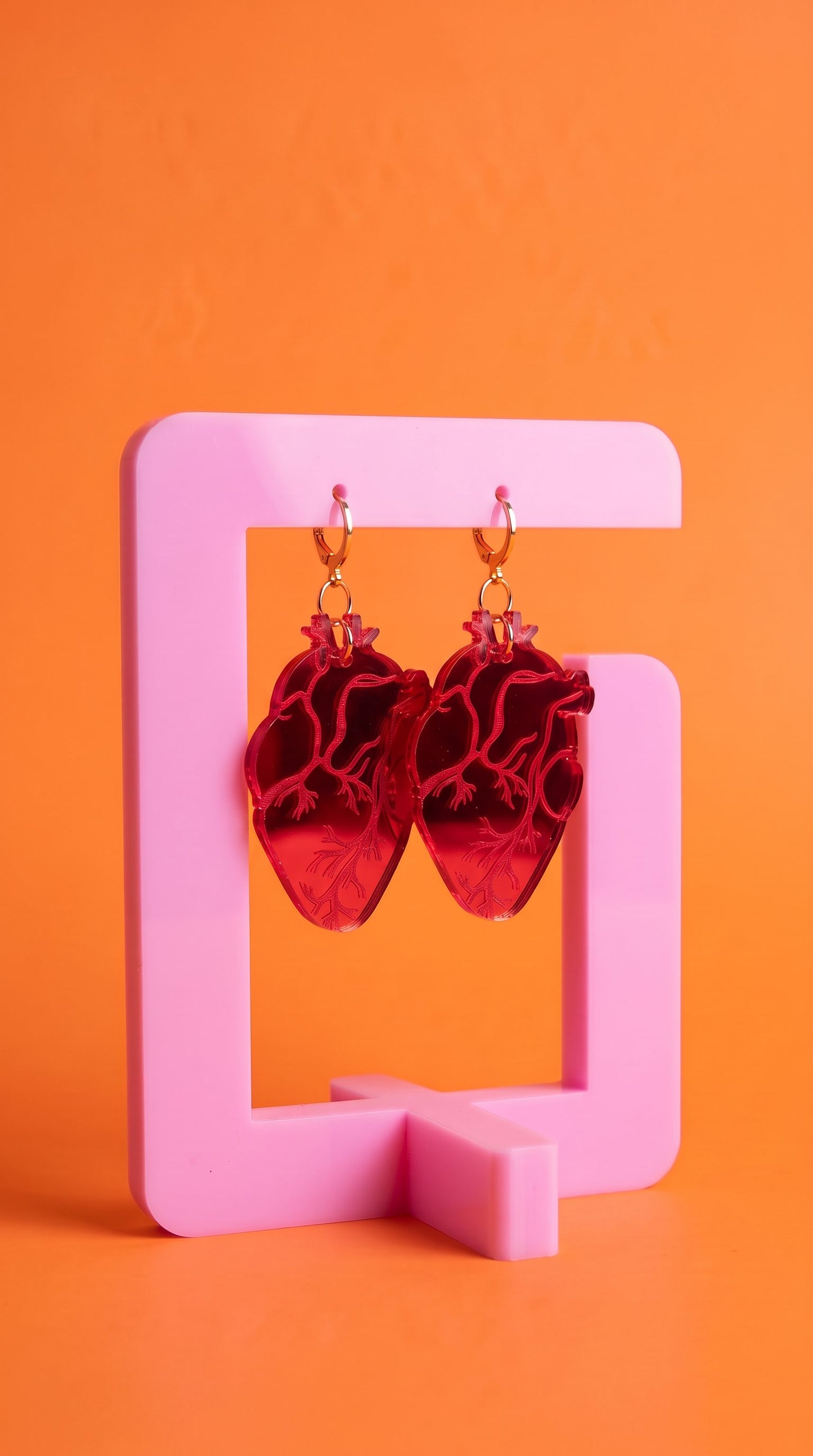 Anatomical Heart Earrings – Red Acrylic Statement Earrings | Science Jewelry, Alt Fashion, Med Student Gift, Anatomical Jewellery, Medical