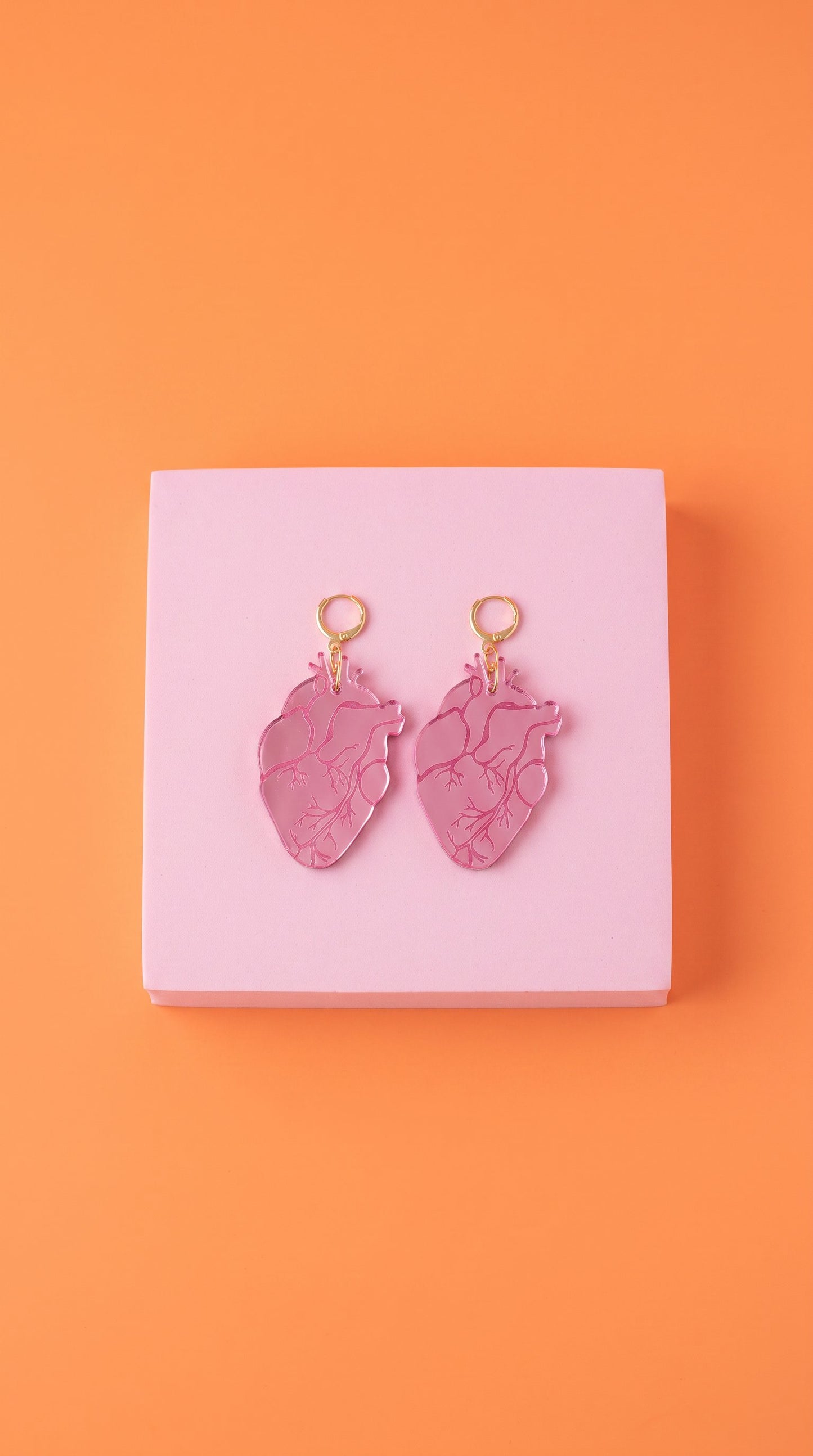 Anatomical Heart Earrings – Pink Acrylic Statement Earrings | Science Jewelry, Alt Fashion, Med Student Gift, Anatomical Jewellery, Medical