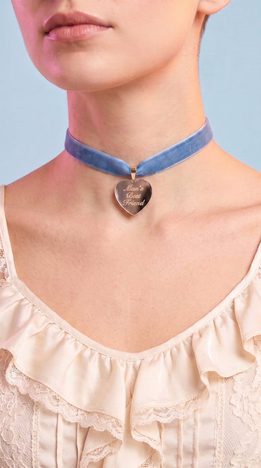 Gold Mirror Heart Pendant “Man’s Best Friend” Necklace – Sabrina Carpenter Album Inspired Dog Tag Coquette Twee Baby Doll Jewellery