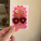 Rococo Red Heart Earrings with Walnut Backing & Gold Star Detail – Acrylic Hoop Jewellery
