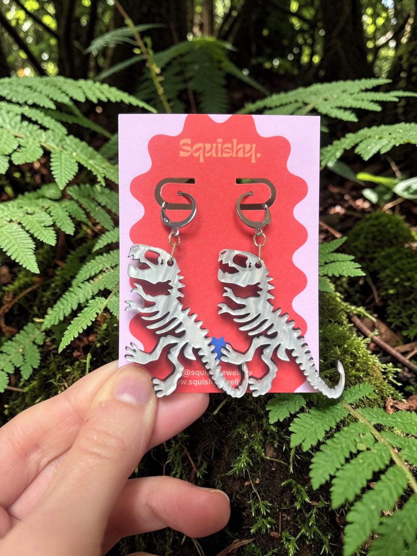 T Rex Skeleton Earrings – Dinosaur Statement Jewellery