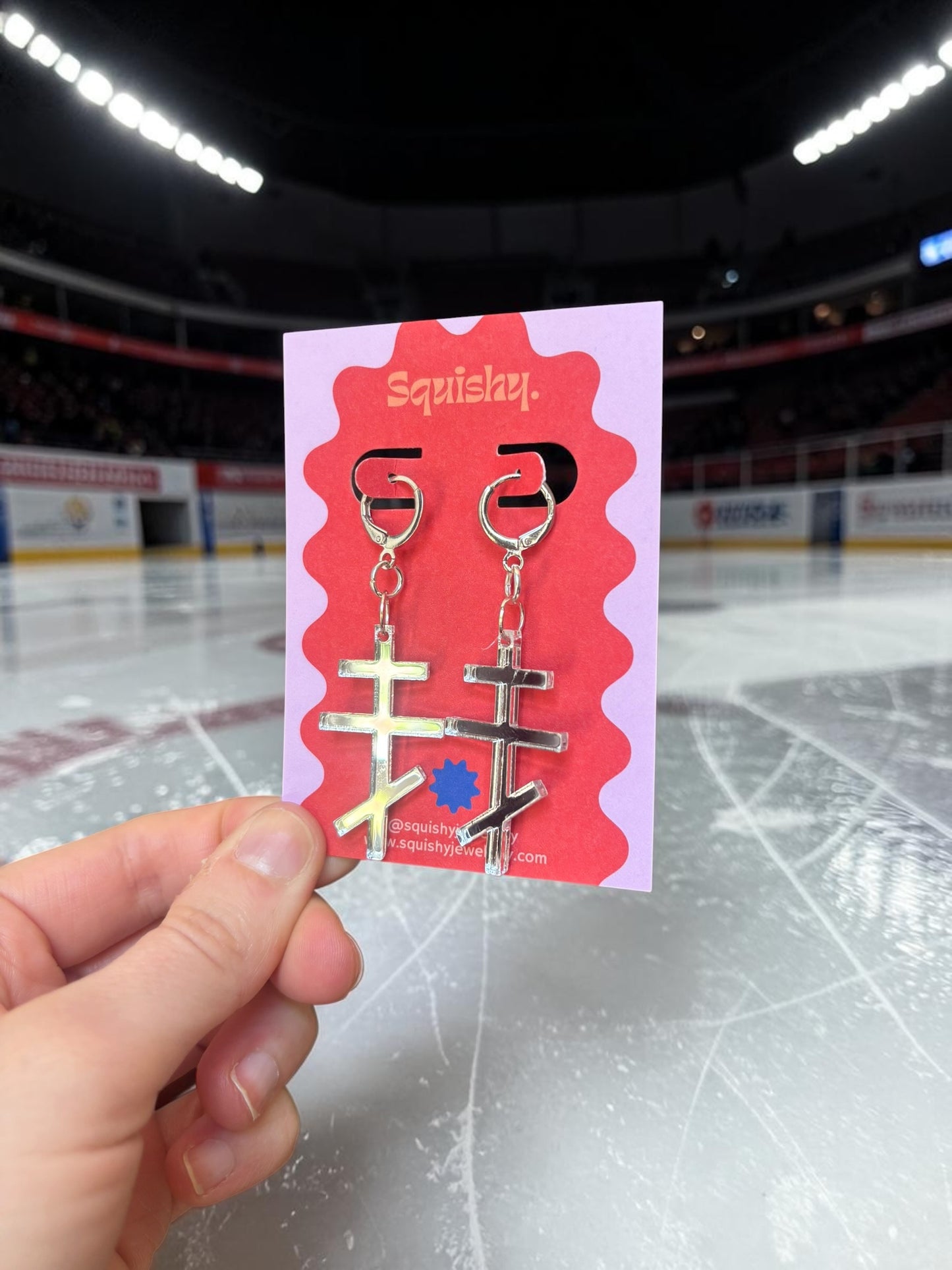 Silver Heated Rivalry Inspired Ilya Rozanov Cross Earrings – Russian Orthodox Style Symbol – Fandom Jewellery – Silver Mirror Acrylic Earrings – Hockey Romance Fan Gift (Copy)