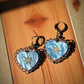 Rococo Blue Heart Earrings with Walnut Backing & Gold Star Detail – Acrylic Hoop Jewellery