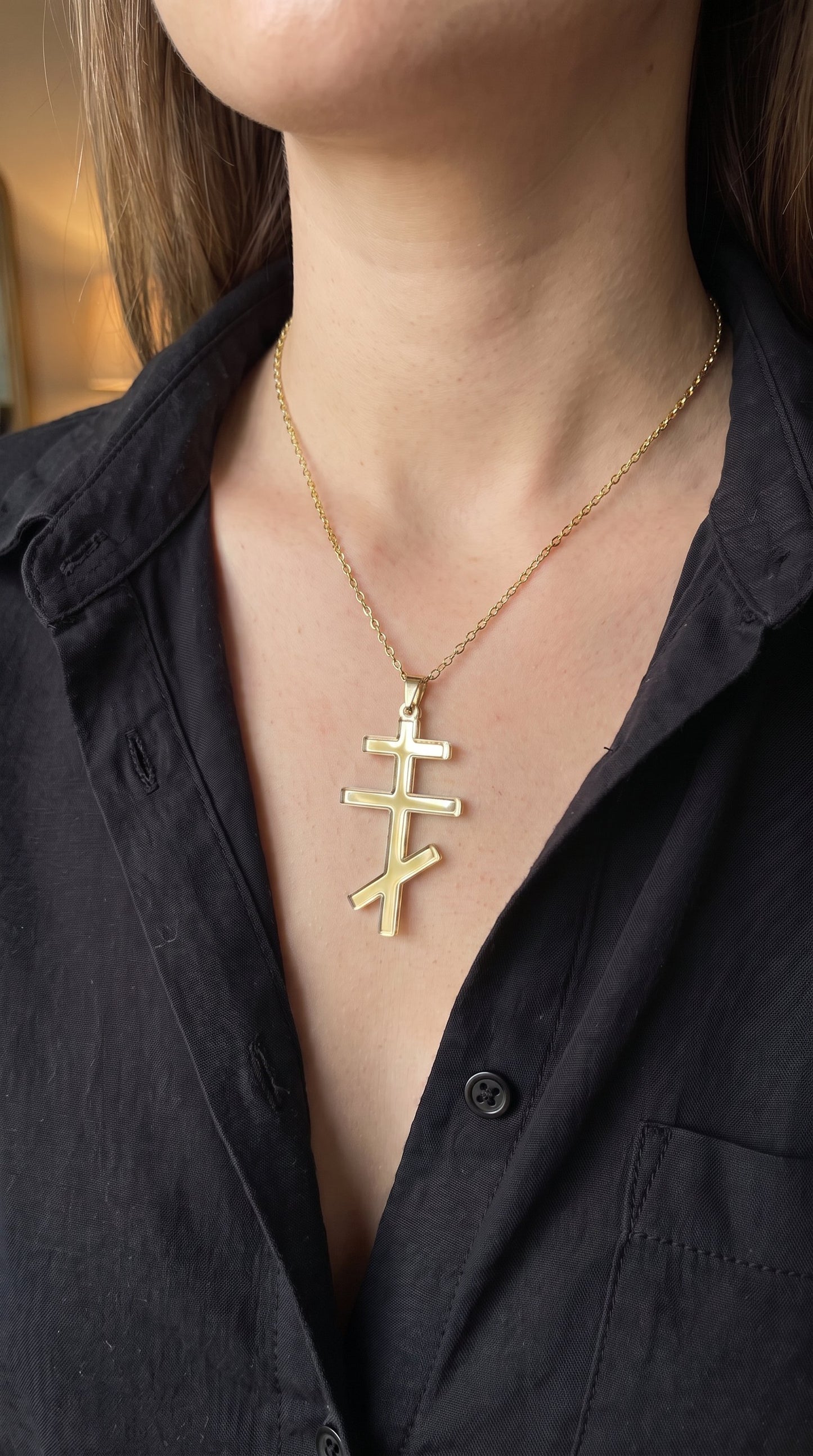 Heated Rivalry Inspired Ilya Rozanov Cross Necklace - Gold