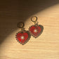 Rococo Red Heart Earrings with Walnut Backing & Gold Star Detail – Acrylic Hoop Jewellery