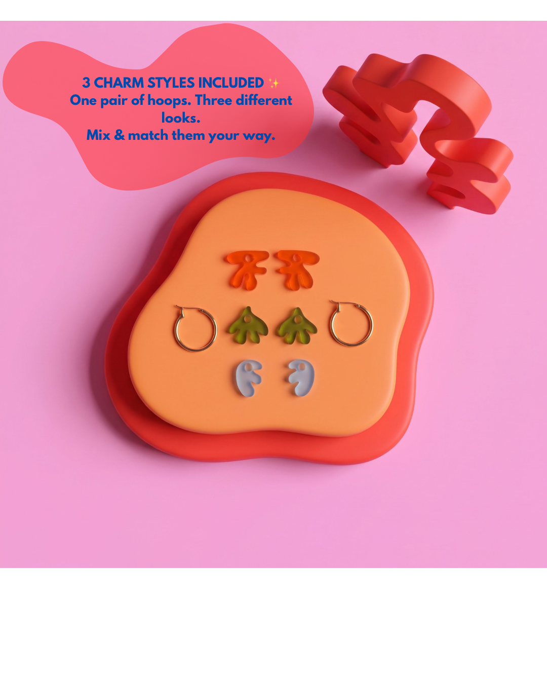Matisse-Inspired Interchangeable Charm Hoop Earrings | 3 Styles