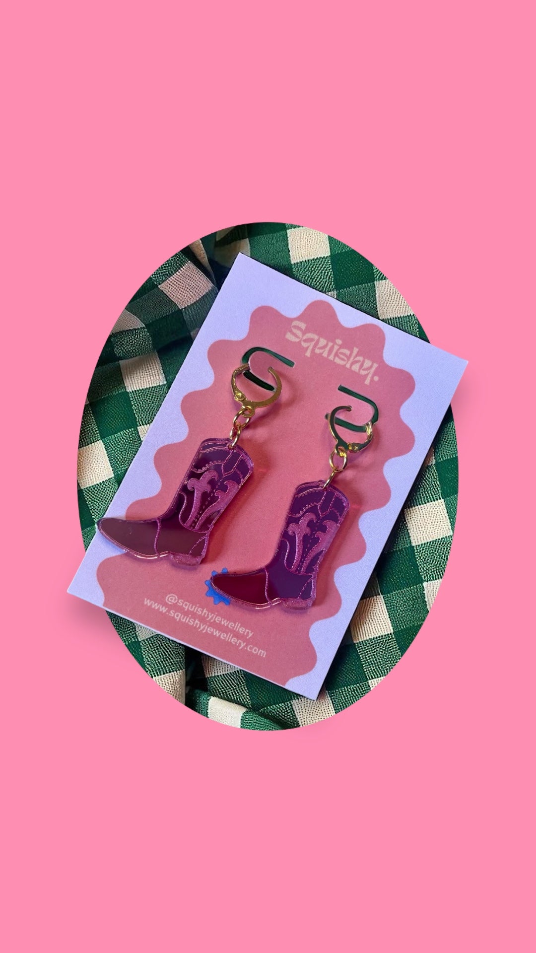 Pink Cowboy Boot Earrings – Western Acrylic Statement Earrings for Cowgirl & Festival Outfits (Copy)