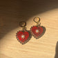 Rococo Red Heart Earrings with Walnut Backing & Gold Star Detail – Acrylic Hoop Jewellery