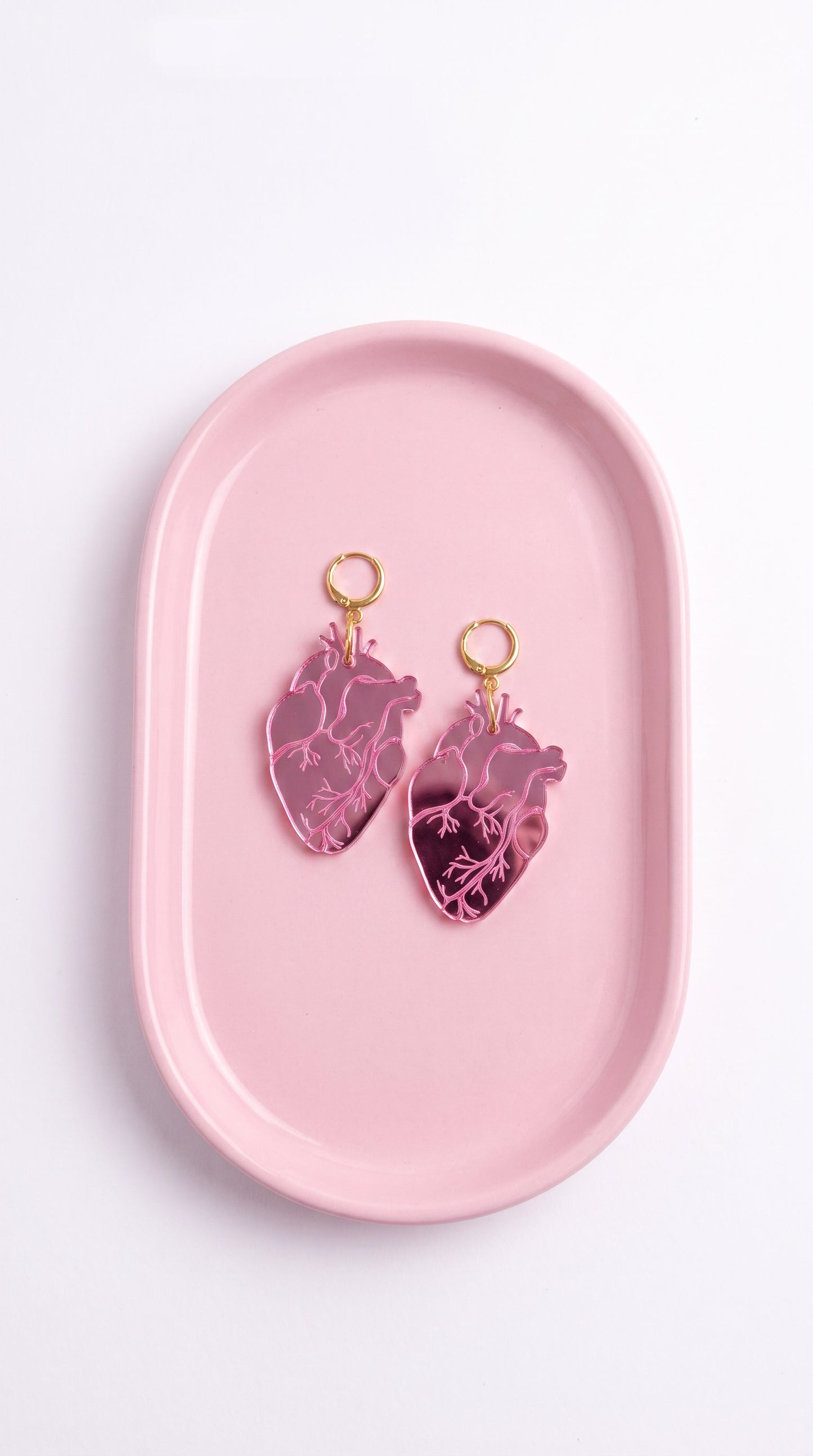 Anatomical Heart Earrings – Pink Acrylic Statement Earrings | Science Jewelry, Alt Fashion, Med Student Gift, Anatomical Jewellery, Medical