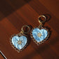 Rococo Blue Heart Earrings with Walnut Backing & Gold Star Detail – Acrylic Hoop Jewellery