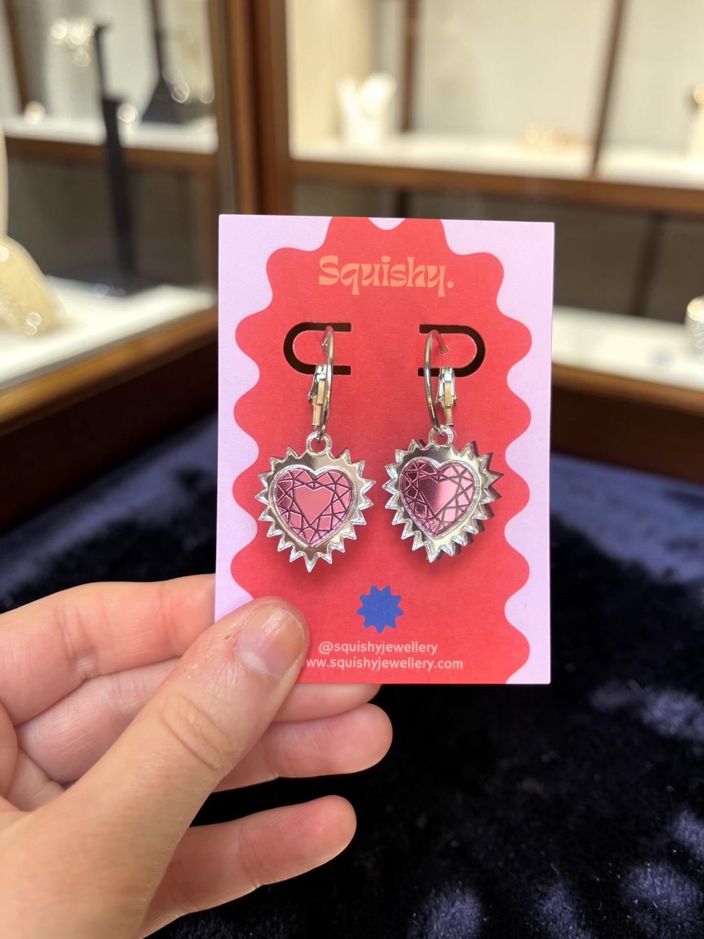 Silver Sacred Heart Hoop Earrings – Gothic Alt Jewellery, Spiked Heart Acrylic Earrings