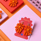 Matisse Inspired Abstract Floral Earrings – Orange Wearable Art Statement Jewellery