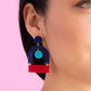 Bauhaus Statement Earrings | Navy Blue, Red & Blue Geometric Wearable Art