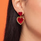 Gold & Red Statement Earrings - Retro Frilly Heart Acrylic Earrings Valentine, Barbiecore Kawaii Sabrina Carpenter Y2K Heart Gifts for Her