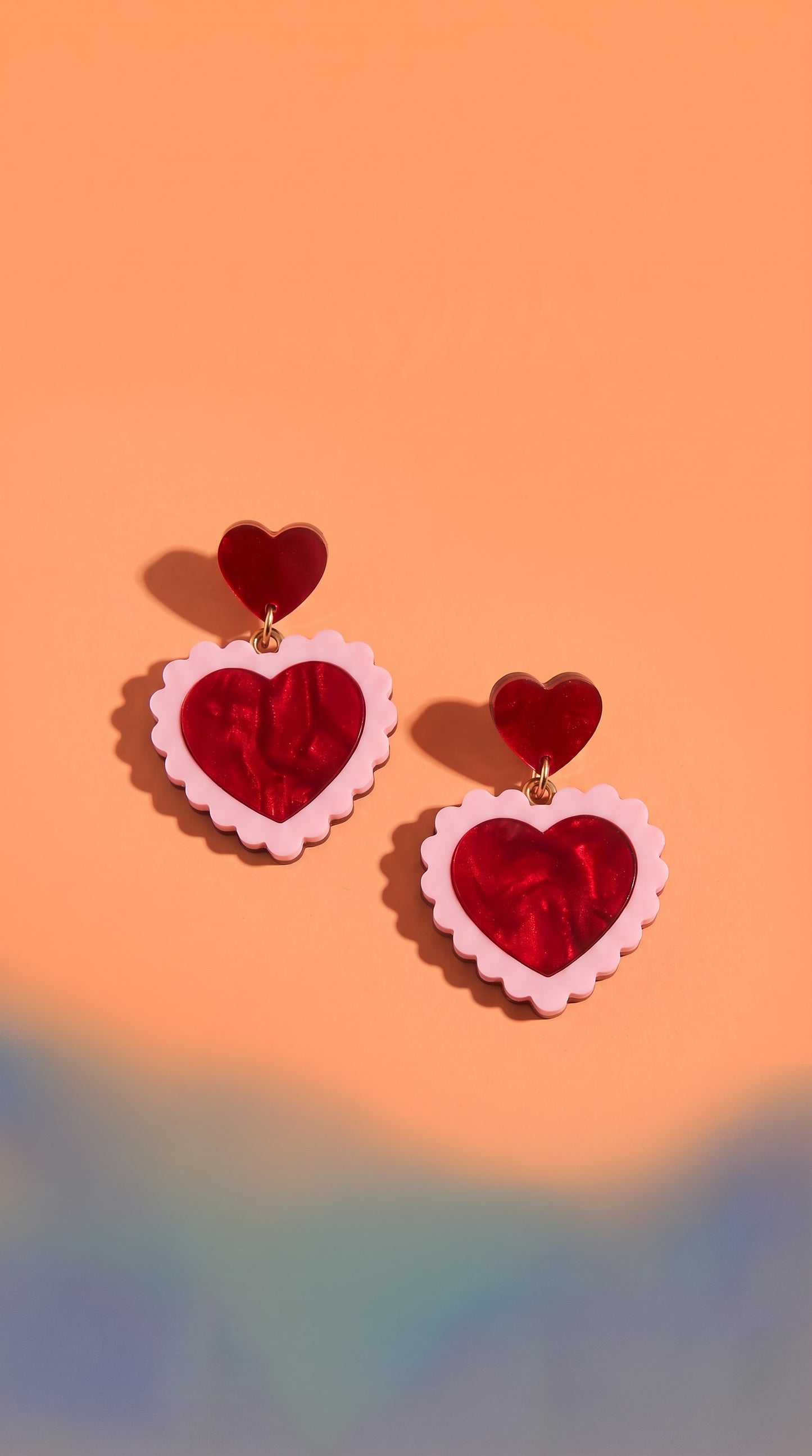 Pink & Red Statement Earrings - Retro Acrylic Earrings Cute Valentine, Barbiecore Kawaii Sabrina Carpenter, Y2K Heart Earrings Gifts for Her
