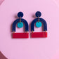 Bauhaus Statement Earrings | Navy Blue, Red & Blue Geometric Wearable Art