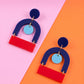 Bauhaus Statement Earrings | Navy Blue, Red & Blue Geometric Wearable Art
