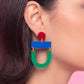 Bauhaus Statement Earrings | Blue, Red & Green Geometric Wearable Art